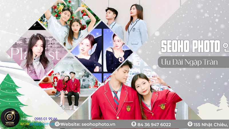 SEOHO cũng có phong cách hàn quốc, là tiệm photo booth nhiều phụ kiện