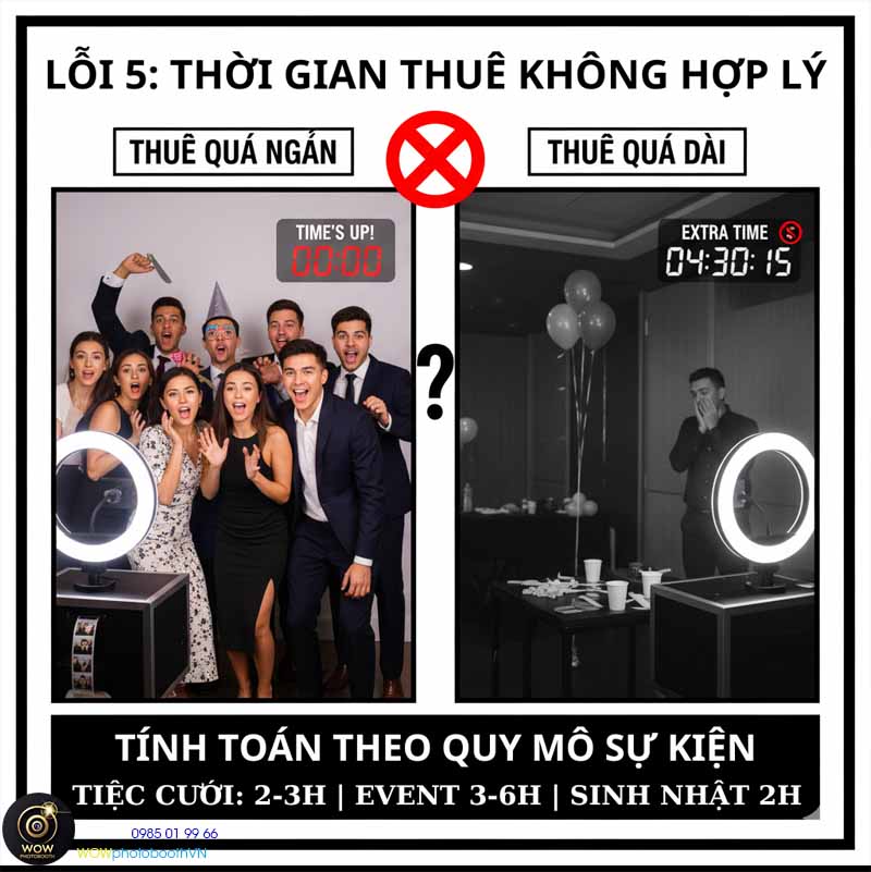 Lỗi tính toán sai thời gian thuê photobooth