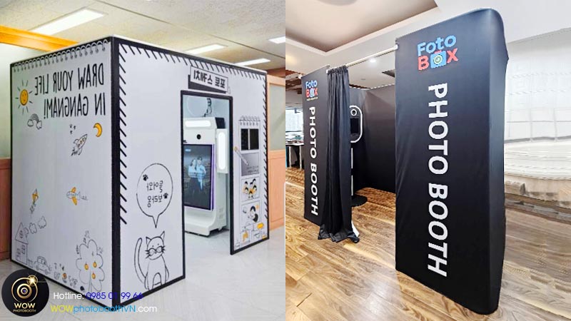 kiểu classic photobooth dạng buồng đề cao sự tinh tế, riêng tư