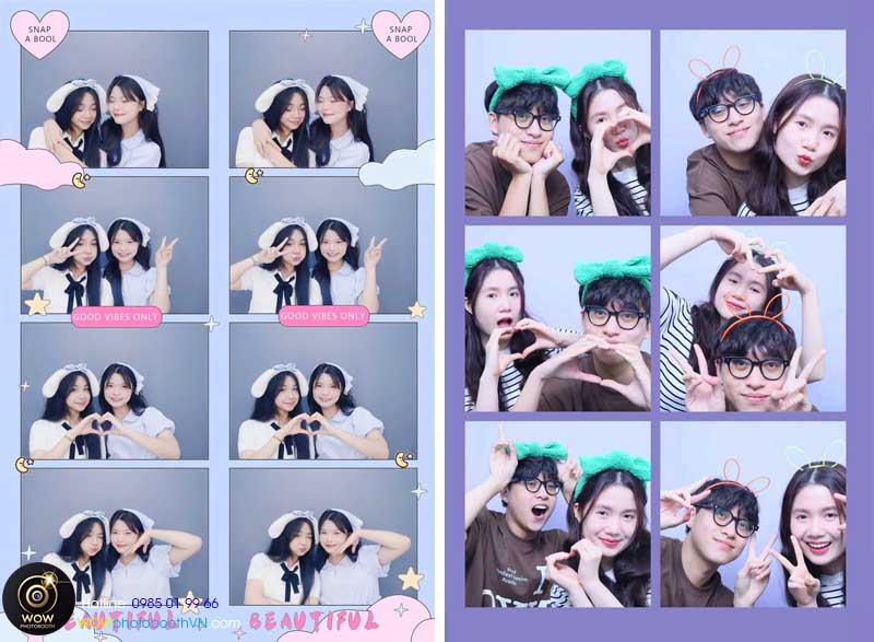 Cách 2 bạn trẻ tạp dáng trước photo booth để có ảnh đẹp