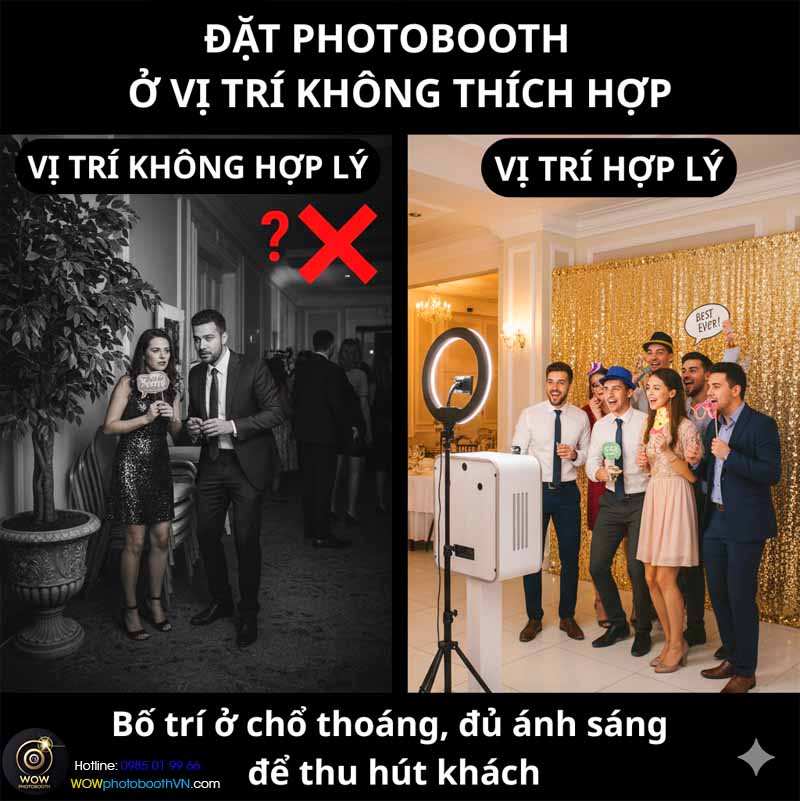 Chọn sai vị trí khiến việc tương tác photo booth khó khăn hơn