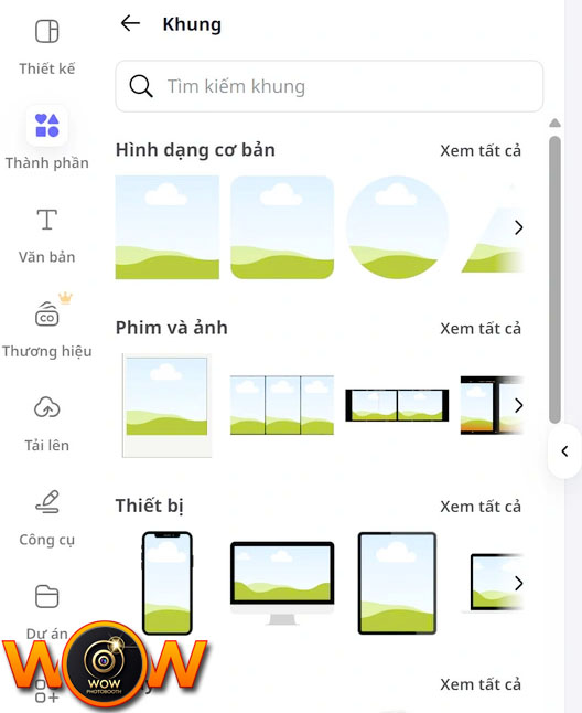 Chọn phông, hình ảnh và nền trang trí